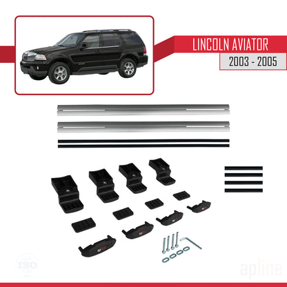 Compatible with Lincoln Aviator 2003-2005 BASIC Model Car Roof Rack Cross Bar Grey Aluminium 2 Bars