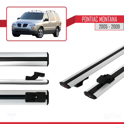 Compatible avec Pontiac Montana 2005-2009 BASIC Model Barres de Toit Railing Porte-Bagages de Voiture Gris Aluminium 2 Barres