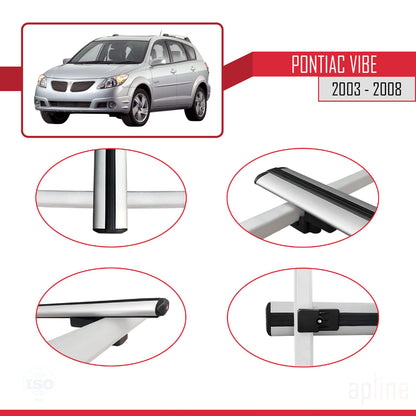 Compatible with Pontiac Vibe 2003-2008 BASIC Model Car Roof Rack Cross Bar Grey Aluminium 2 Bars