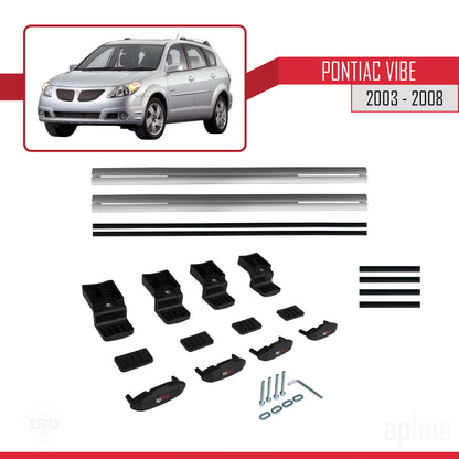 Compatible with Pontiac Vibe 2003-2008 BASIC Model Car Roof Rack Cross Bar Grey Aluminium 2 Bars