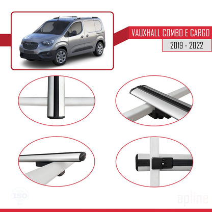 Compatible with Vauxhall Combo E Cargo 2019-2022 BASIC Model Car Roof Rack Cross Bar Grey Aluminium 2 Bars