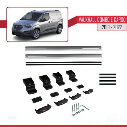 Compatible with Vauxhall Combo E Cargo 2019-2022 BASIC Model Car Roof Rack Cross Bar Grey Aluminium 2 Bars