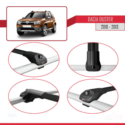 Compatible avec Dacia Duster (HS) Pre-Facelift 2010-2013 ACE-1 Barres de Toit Railing Porte-Bagages de Voiture Noir Aluminium 3 Barres