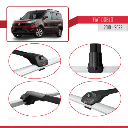Compatible avec Fiat Doblo 2 2010-2022 ACE-1 Barres de Toit Railing Porte-Bagages de Voiture Noir Aluminium 2 Barres