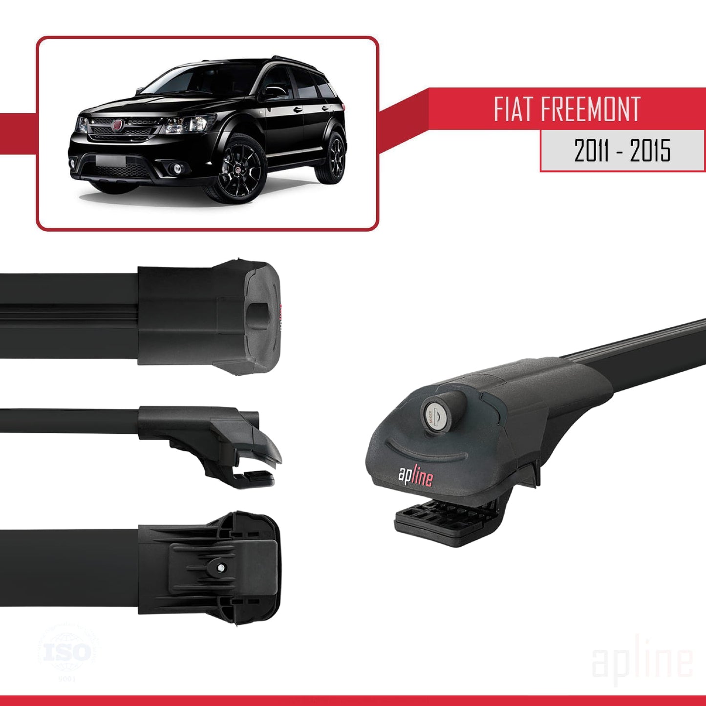 Compatible avec Fiat Freemont 2011-2015 ACE-1 Barres de Toit Railing Porte-Bagages de Voiture Noir Aluminium 2 Barres
