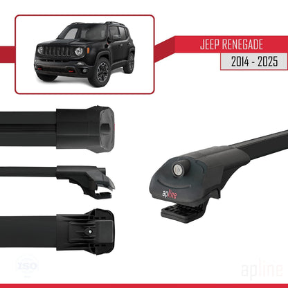Compatible with Jeep Renegade (BU) 2014-2025 ACE-1 Car Roof Rack Cross Bar Black Aluminium 2 Bars