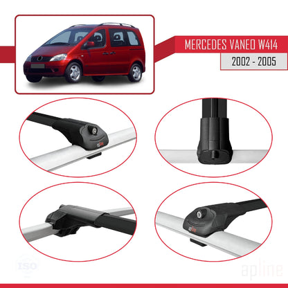 Compatible with Mercedes Vaneo (W414) 2002-2005 ACE-1 Car Roof Rack Cross Bar Black Aluminium 4 Bars