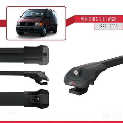 Compatible with Mercedes Vito (W638) 1996-2003 ACE-1 Car Roof Rack Cross Bar Black Aluminium 4 Bars