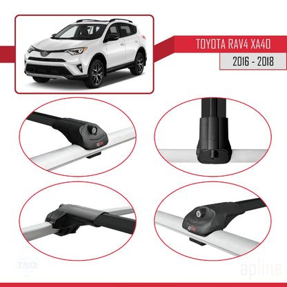 Compatible avec Toyota RAV4 IV (XA40) Post-Facelift 2016-2018 ACE-1 Barres de Toit Railing Porte-Bagages de Voiture Noir Aluminium 3 Barres