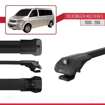 Compatible avec Volkswagen T5 Multivan 2003-2015 ACE-1 Barres de Toit Railing Porte-Bagages de Voiture Noir Aluminium 3 Barres