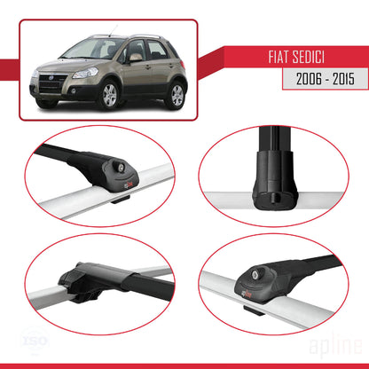 Compatible avec Fiat Sedici 2006-2015 ACE-1 Barres de Toit Railing Porte-Bagages de Voiture Noir Aluminium 2 Barres
