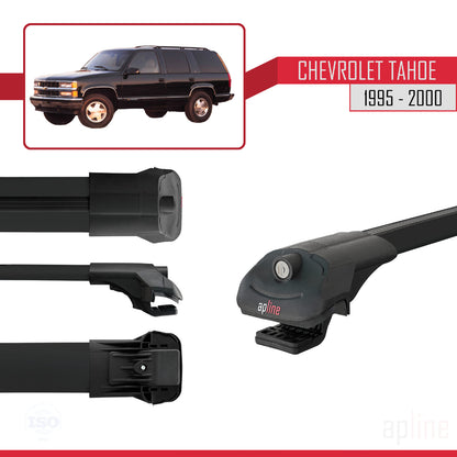 Compatible avec Chevrolet Tahoe 1995-2000 ACE-1 Barres de Toit Railing Porte-Bagages de Voiture Noir Aluminium 4 Barres
