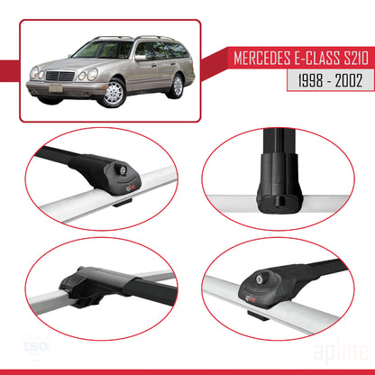 Compatible avec Mercedes E Class S210 Wagon 1998-2002 ACE-1 Barres de Toit Railing Porte-Bagages de Voiture Noir Aluminium 3 Barres