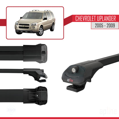 Compatible avec Chevrolet Uplander 2005-2009 ACE-1 Barres de Toit Railing Porte-Bagages de Voiture Noir Aluminium 2 Barres