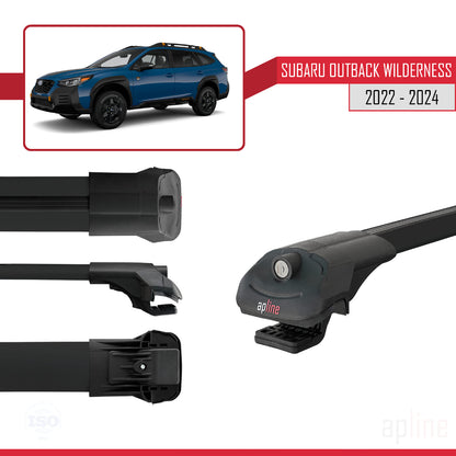 Compatible avec Subaru Outback Wilderness 2022-2024 ACE-1 Barres de Toit Railing Porte-Bagages de Voiture Noir Aluminium 2 Barres