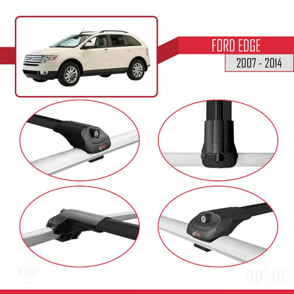 Compatible avec Ford Edge 2007-2014 ACE-1 Barres de Toit Railing Porte-Bagages de Voiture Noir Aluminium 2 Barres