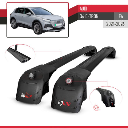 Compatible avec Audi Q4 (F4) E-Tron 2021-2026 ACE-2 modèle Barres de Toit Railing Porte-Bagages de Voiture Noir Aluminium Barres