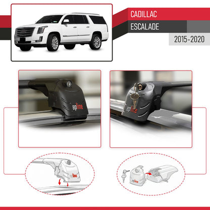 Compatible avec Cadillac Escalade 2015-2020 ACE-2 modèle Barres de Toit Railing Porte-Bagages de Voiture Noir Aluminium Barres