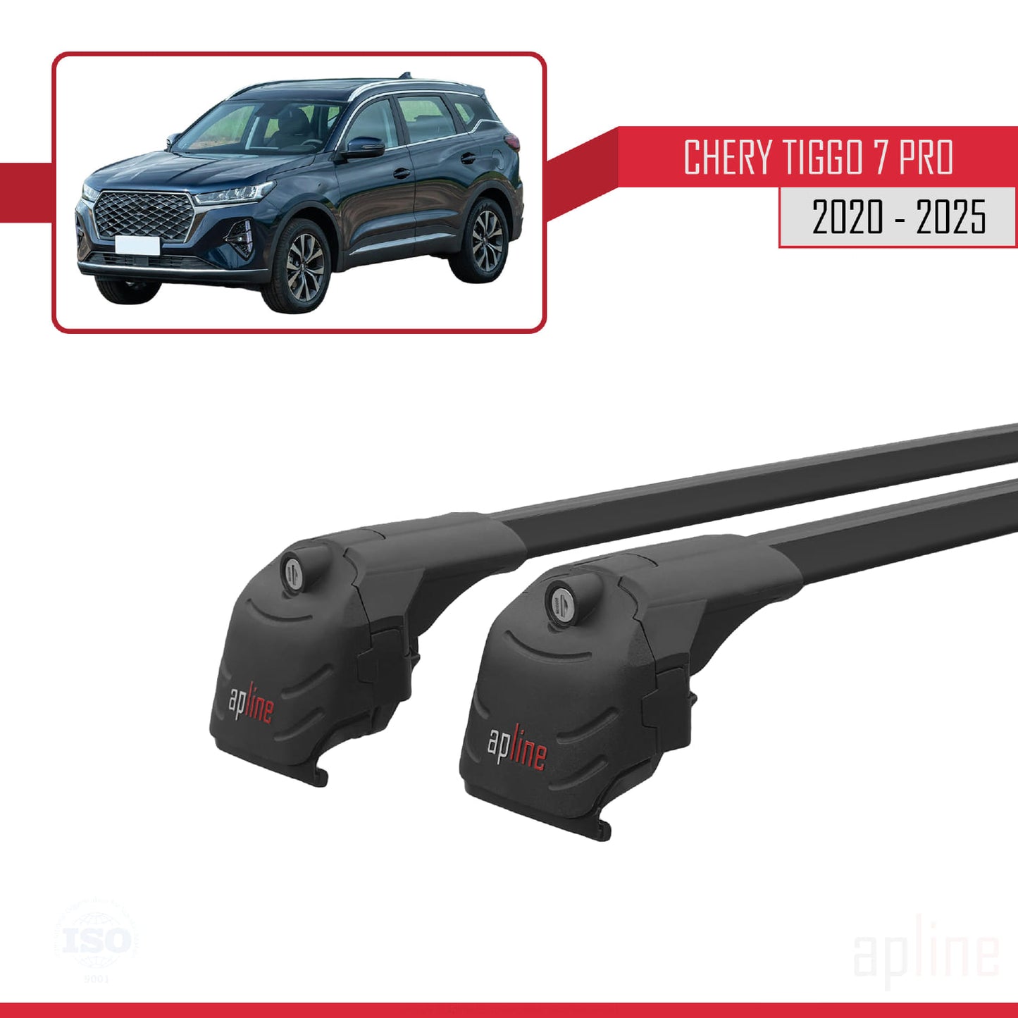 Compatible with Chery Tiggo 7 (T15) Pro 2020-2025 ACE-2 Car Roof Rack Cross Bar Black Aluminium 2 Bars