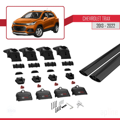 Compatible avec Chevrolet Trax (U200) 2013-2022 ACE-2 Barres de Toit Railing Porte-Bagages de Voiture Noir Aluminium 2 Barres
