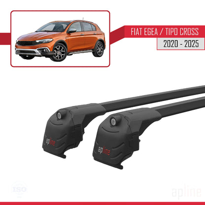 Compatible avec Fiat Egea Cross 2020-2025 ACE-2 Barres de Toit Railing Porte-Bagages de Voiture Noir Aluminium 2 Barres