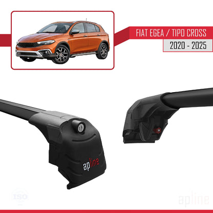 Compatible avec Fiat Egea Cross 2020-2025 ACE-2 Barres de Toit Railing Porte-Bagages de Voiture Noir Aluminium 2 Barres
