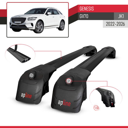 Compatible avec Genesis GV70 (JK1) 2022-2026 ACE-2 modèle Barres de Toit Railing Porte-Bagages de Voiture Noir Aluminium Barres