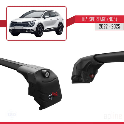 Compatible avec Kia Sportage 5 (NQ5) 2022-2025 Non-Sunroof ACE-2 Barres de Toit Railing Porte-Bagages de Voiture Noir Aluminium 2 Barres