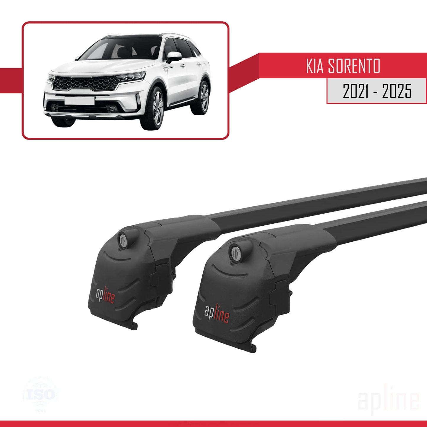 Compatible with Kia Sorento 4 (MQ4) 2021-2025 ACE-2 Car Roof Rack Cross Bar Black Aluminium 2 Bars