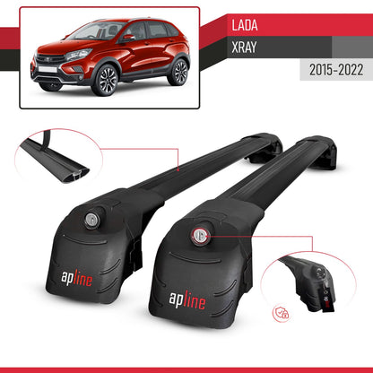 Compatible with Lada Xray 2015-2022 ACE-2 Car Roof Rack Cross Bar Black Aluminium 2 Bars