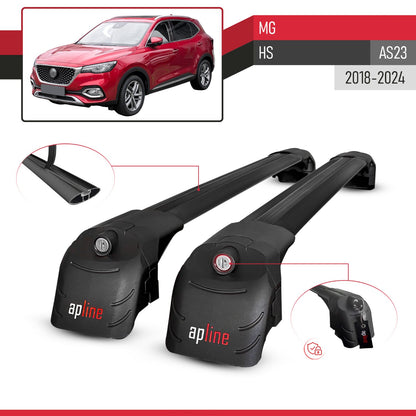 Compatible with MG HS (AS23) 2018-2024 ACE-2 Car Roof Rack Cross Bar Black Aluminium 2 Bars