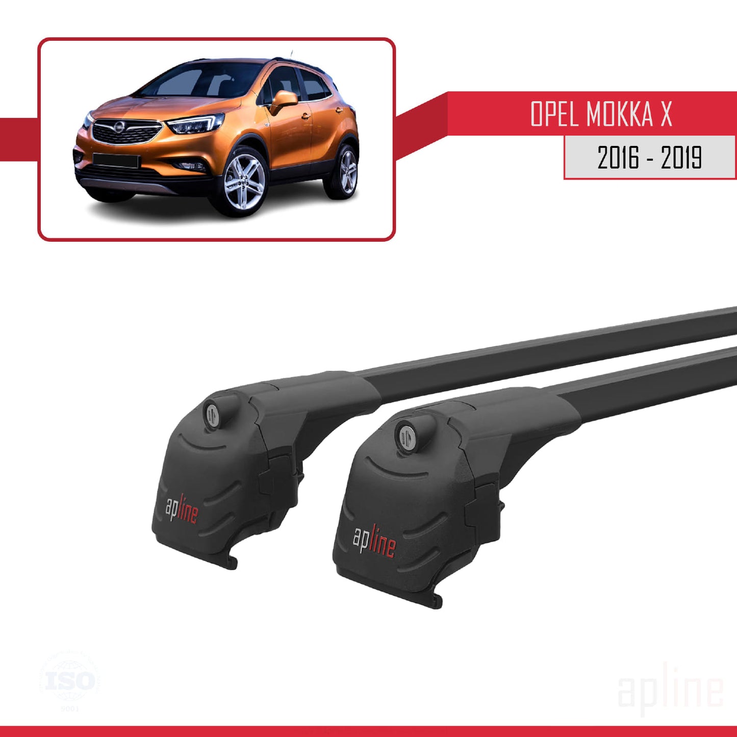 Compatible avec Opel Mokka X (J13) 2016-2019 ACE-2 Barres de Toit Railing Porte-Bagages de Voiture Noir Aluminium 2 Barres