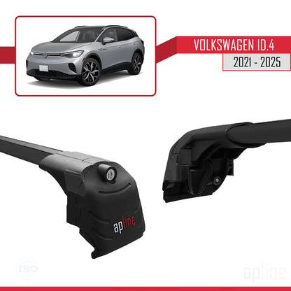 Compatible avec Volkswagen ID.4 2020-2025 ACE-2 Barres de Toit Railing Porte-Bagages de Voiture Noir Aluminium 2 Barres