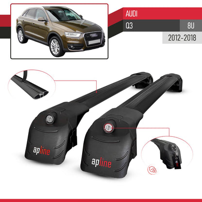 Compatible avec Audi Q3 (8U) 2012-2018 ACE-2 modèle Barres de Toit Railing Porte-Bagages de Voiture Noir Aluminium Barres