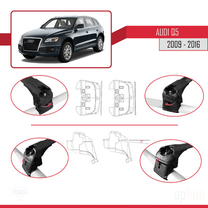 Compatible avec Q5 (8R) 2009-2016 ACE-2 Barres de Toit Railing Porte-Bagages de Voiture Noir Aluminium 2 Barres