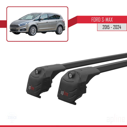 Compatible with Ford S-Max 2 (CD539) 2015-2023 ACE-2 Car Roof Rack Cross Bar Black Aluminium 2 Bars