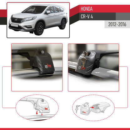 Compatible avec Honda CR-V 4 2012-2016 ACE-2 modèle Barres de Toit Railing Porte-Bagages de Voiture Noir Aluminium Barres