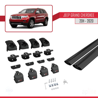 Compatible with Jeep Grand Cherokee 4 (WK2) 2011-2020 ACE-2 Car Roof Rack Cross Bar Black Aluminium 2 Bars