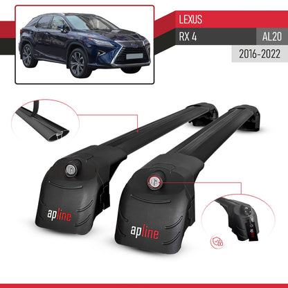 Compatible avec Lexus RX 4 (AL20) 2016-2022 ACE-2 modèle Barres de Toit Railing Porte-Bagages de Voiture Noir Aluminium Barres