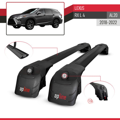 Compatible avec Lexus RX L 4 (AL20) 2018-2022 ACE-2 modèle Barres de Toit Railing Porte-Bagages de Voiture Noir Aluminium Barres