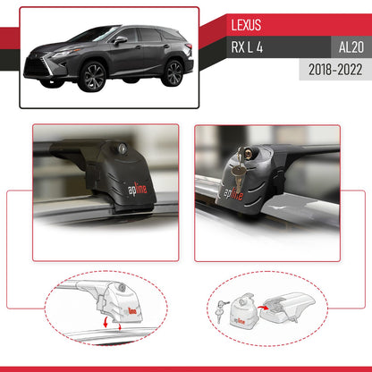 Compatible avec Lexus RX L 4 (AL20) 2018-2022 ACE-2 modèle Barres de Toit Railing Porte-Bagages de Voiture Noir Aluminium Barres