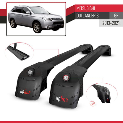 Compatible with Mitsubishi Outlander 3 2013-2018 ACE-2 Car Roof Rack Cross Bar Black Aluminium 2 Bars