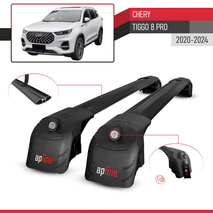 Compatible avec Chery Tiggo 8 Pro 2020-2024 ACE-2 modèle Barres de Toit Railing Porte-Bagages de Voiture Noir Aluminium Barres