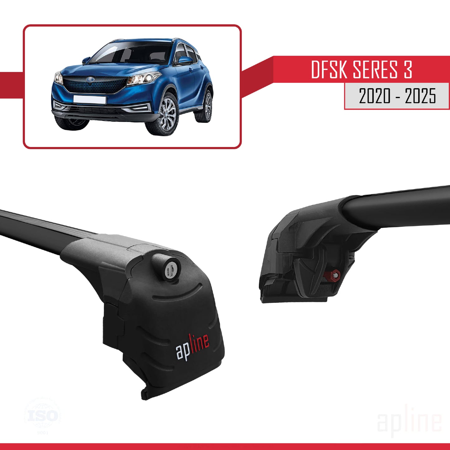 Compatible avec DFSK Glory/Seres 3 2020-2025 ACE-2 Barres de Toit Railing Porte-Bagages de Voiture Noir Aluminium 2 Barres