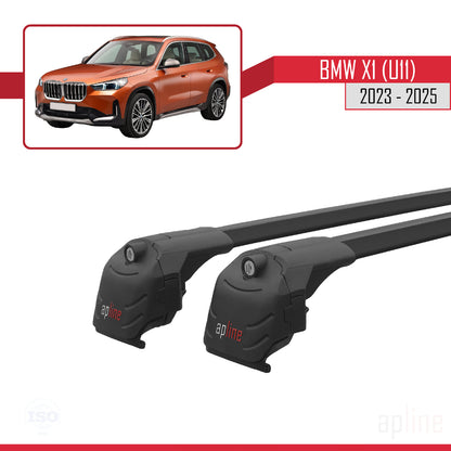 Compatible avec BMW X1 (U11) 2023-2025 ACE-2 Barres de Toit Railing Porte-Bagages de Voiture Noir Aluminium 2 Barres