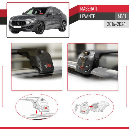 Compatible avec Maserati Levante (M161) 2016-2024 ACE-2 modèle Barres de Toit Railing Porte-Bagages de Voiture Noir Aluminium Barres
