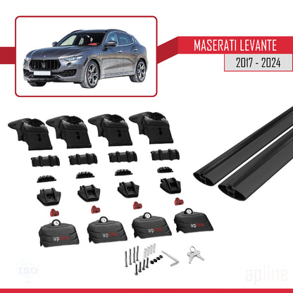 Compatible avec Maserati Levante 2017-2024 ACE-2 Barres de Toit Railing Porte-Bagages de Voiture Noir Aluminium 2 Barres