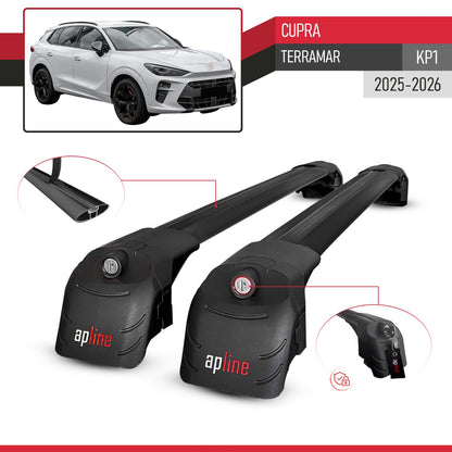 Compatible with Cupra Terramar 2025 ACE-2 Car Roof Rack Cross Bar Black Aluminium 2 Bars