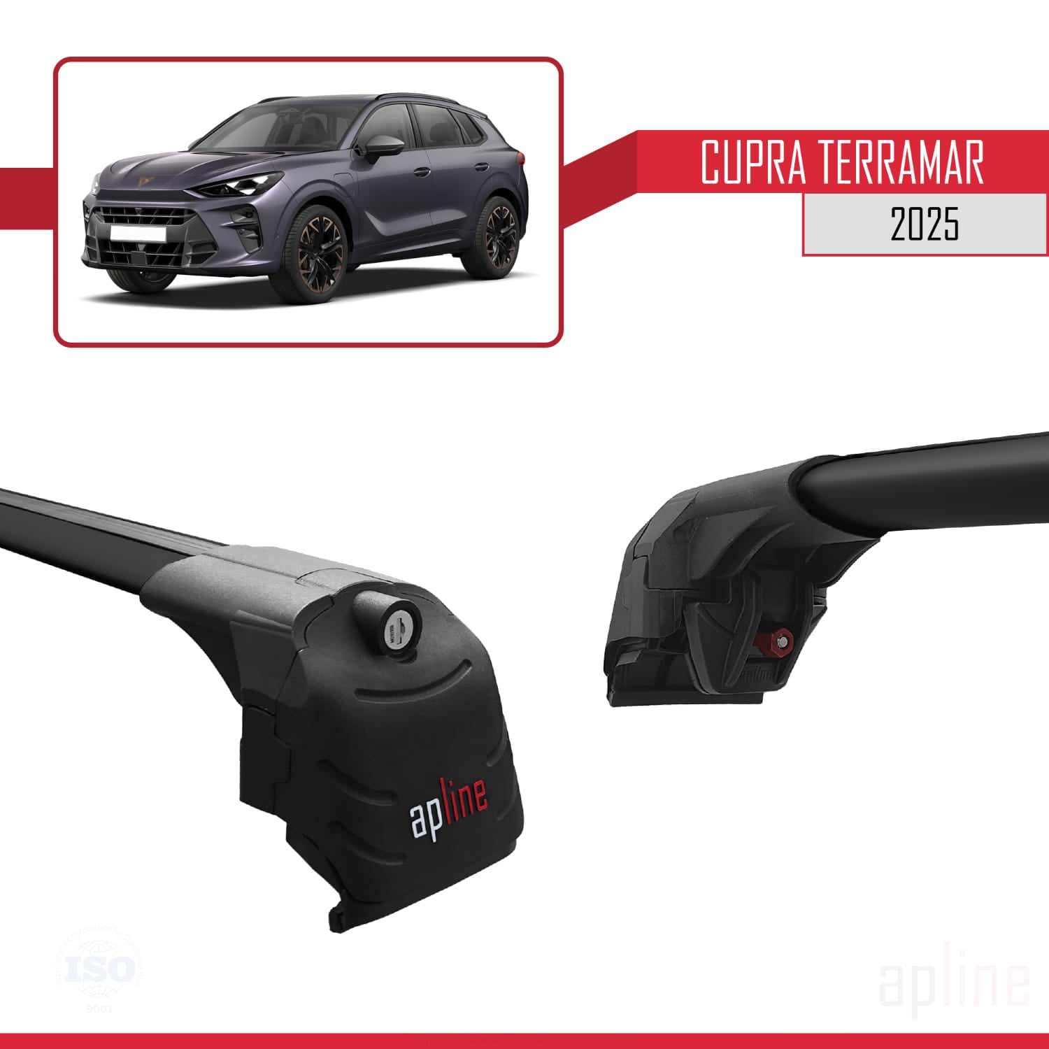 Compatible avec Cupra Terramar 2025 ACE-2 Barres de Toit Railing Porte-Bagages de Voiture Noir Aluminium 2 Barres