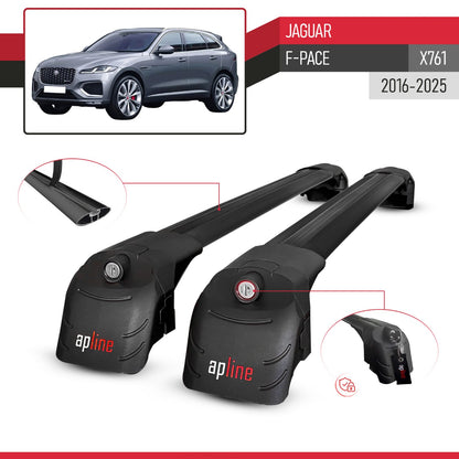 Compatible avec Jaguar F-Pace (X761) 2016-2025 ACE-2 modèle Barres de Toit Railing Porte-Bagages de Voiture Noir Aluminium Barres